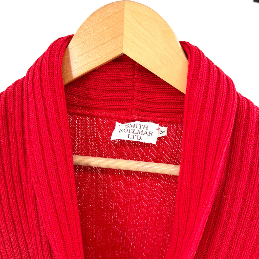 Vintage 80s Smith Kollmar Ltd Red Double Breasted Ribbed Cardigan Sweater