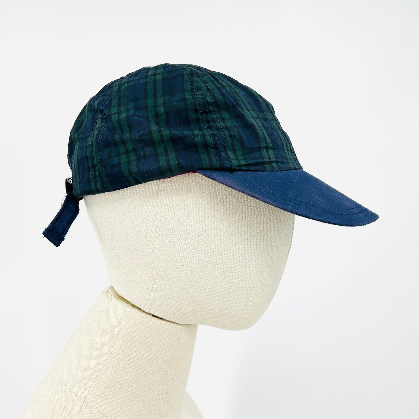Vintage 90s Gant Navy Green Blackwatch Tartan Plaid Navy Bill Cap