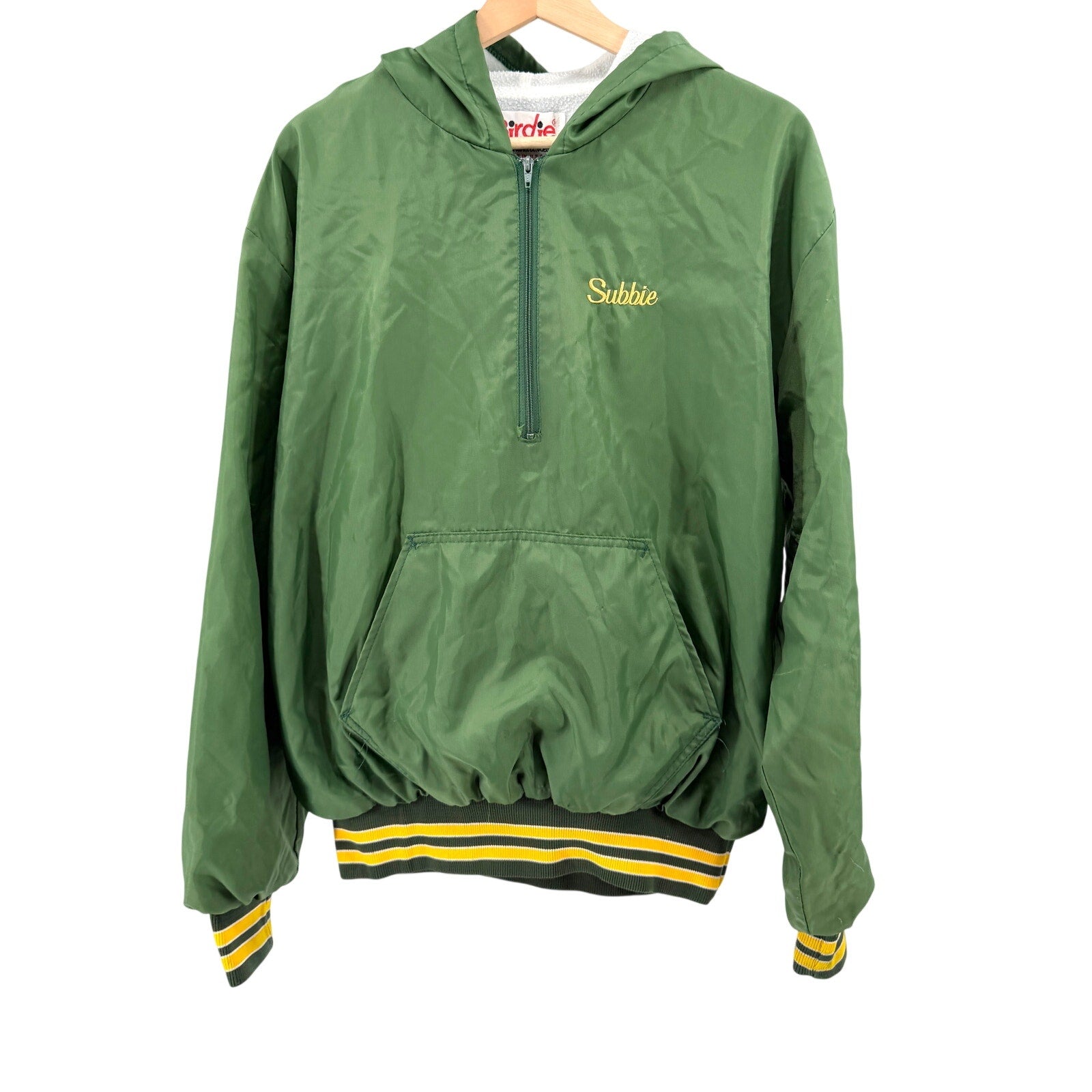 Vintage 80s Birdie by Richard A. Leslie Green Golf Hooded Pullover Jacket