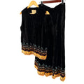 Vintage 90s Double D Ranchwear Embroidered Black Velvet Vest and Maxi Skirt Set