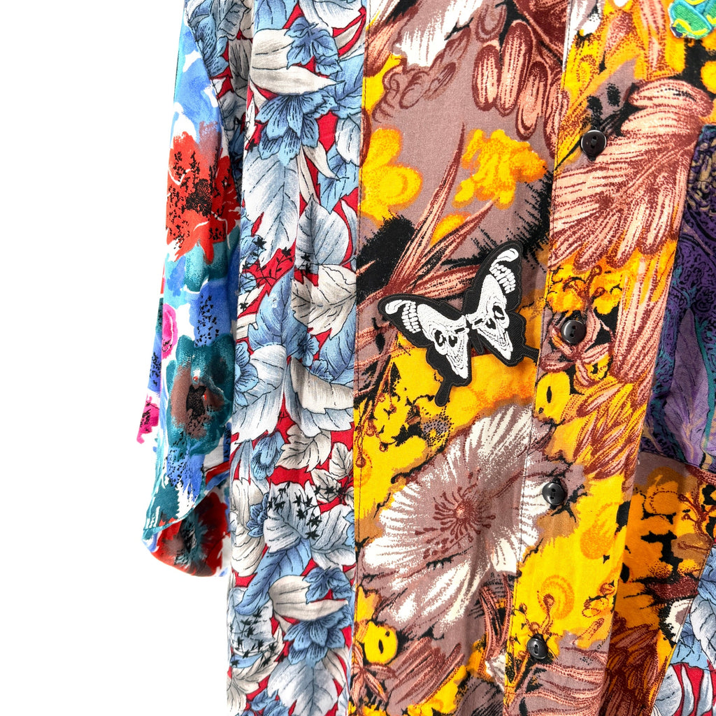 Vintage 90s Jazzman Patchwork Floral Customized Insect Patch Shirt