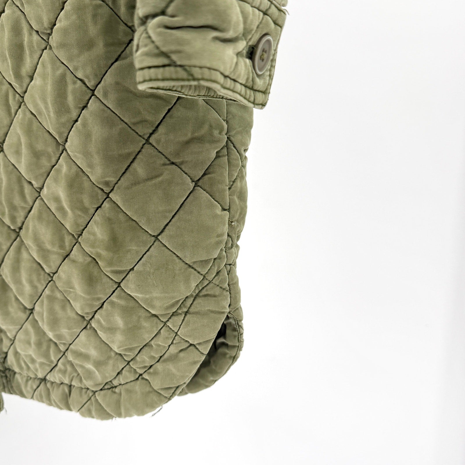 BlankNYC Olive Army Green Quilted Long Shacket Jacket Coat
