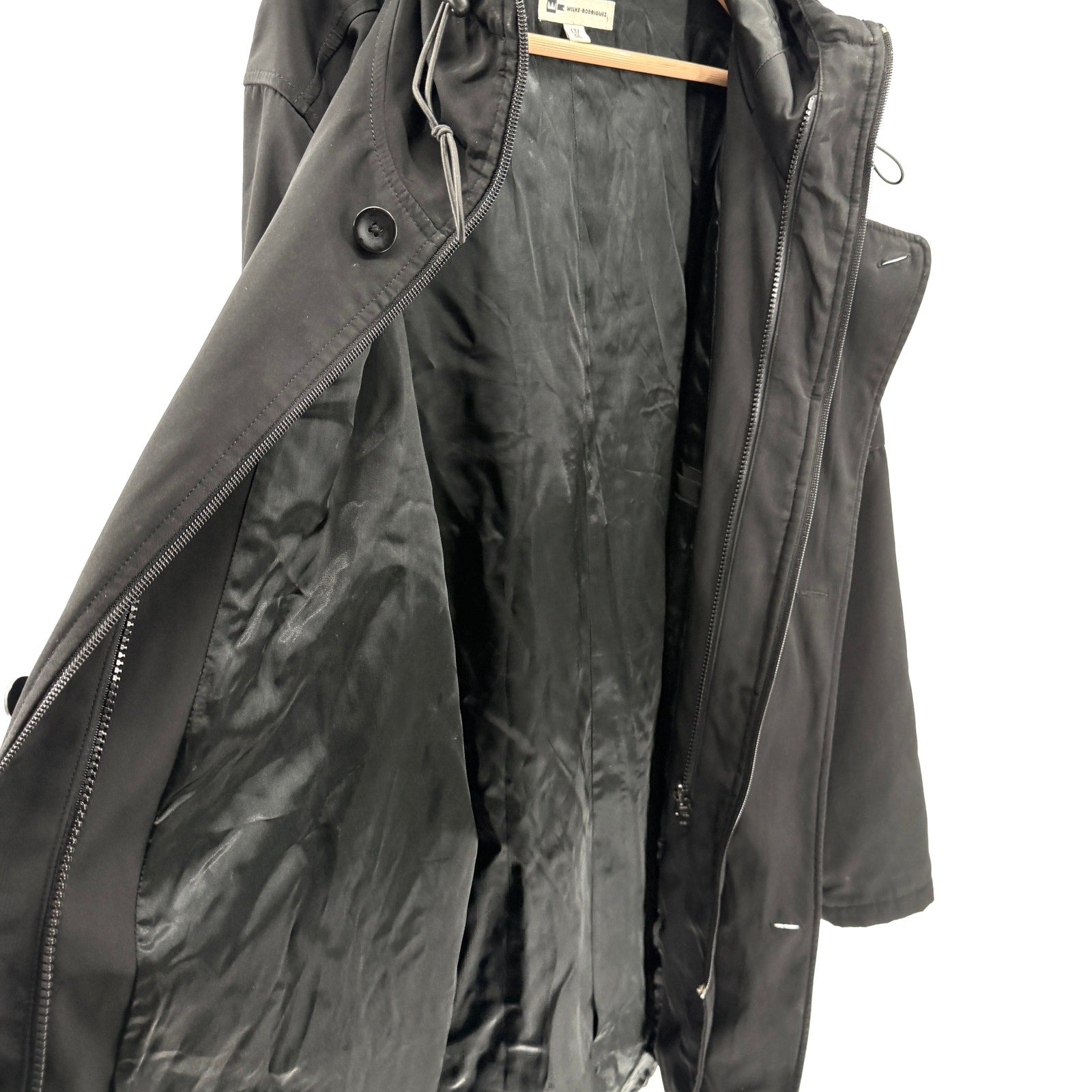 Wilke Rodriguez Black Hooded Satin Lined Raincoat