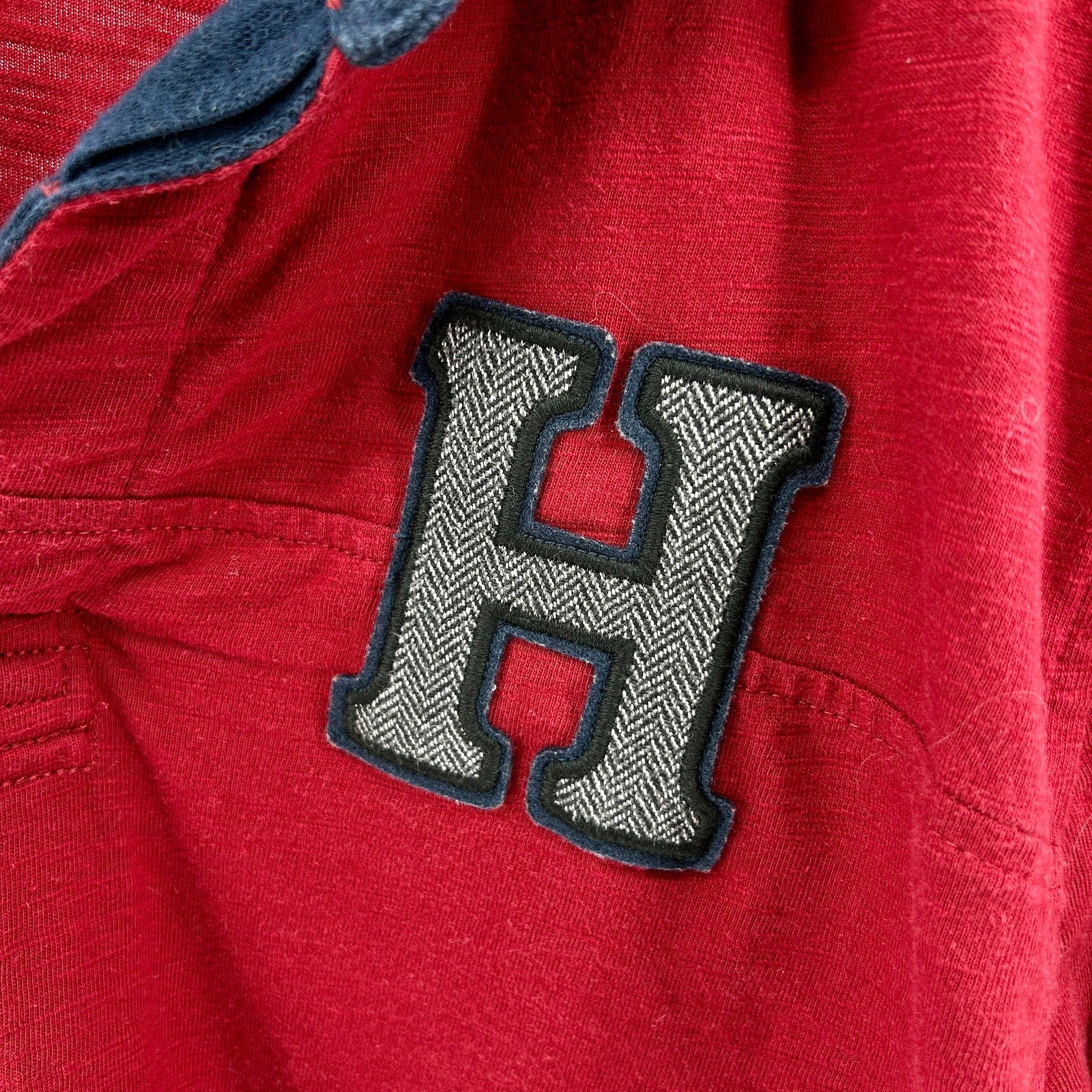 Tommy Hilfiger Red Navy White Rugby Polo Shirt Elbow Patches