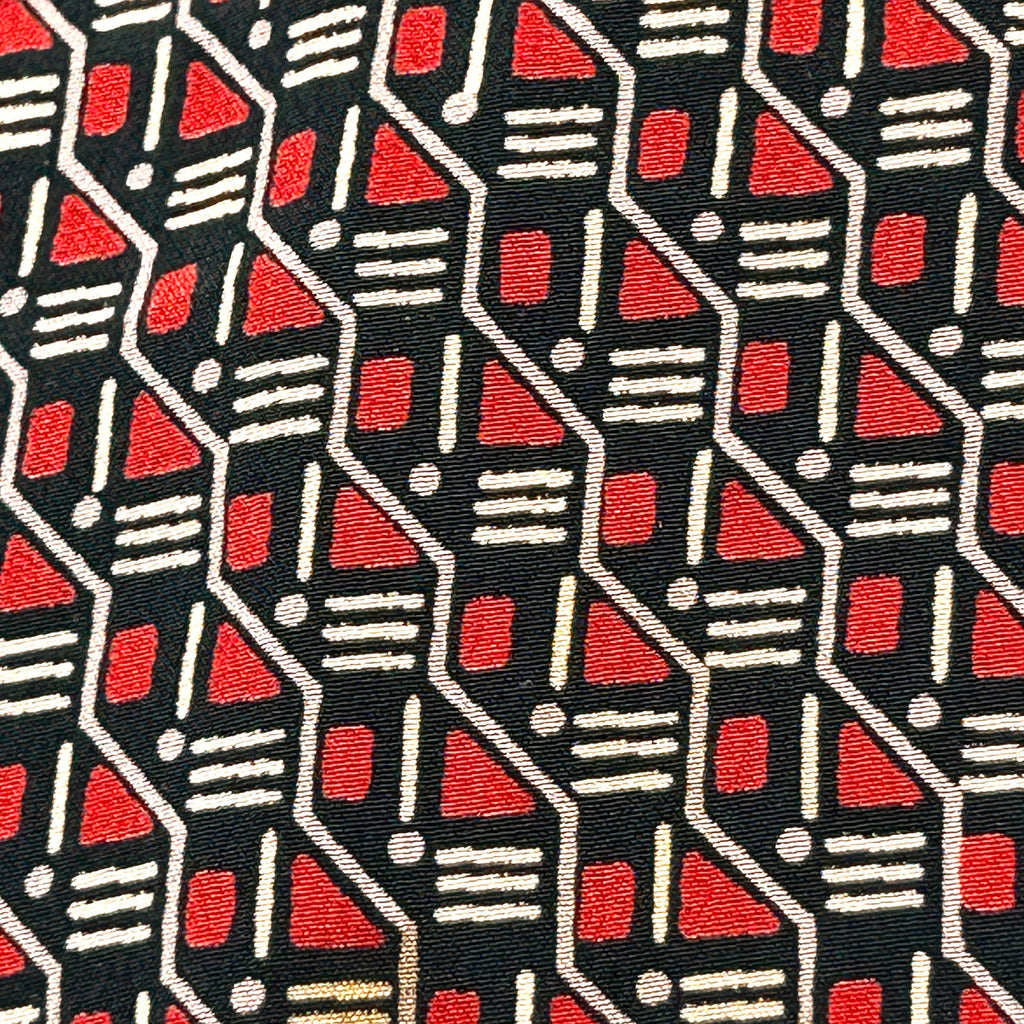 Vintage 1980s Oleg Cassini Boutique Red Black Geometric Dress