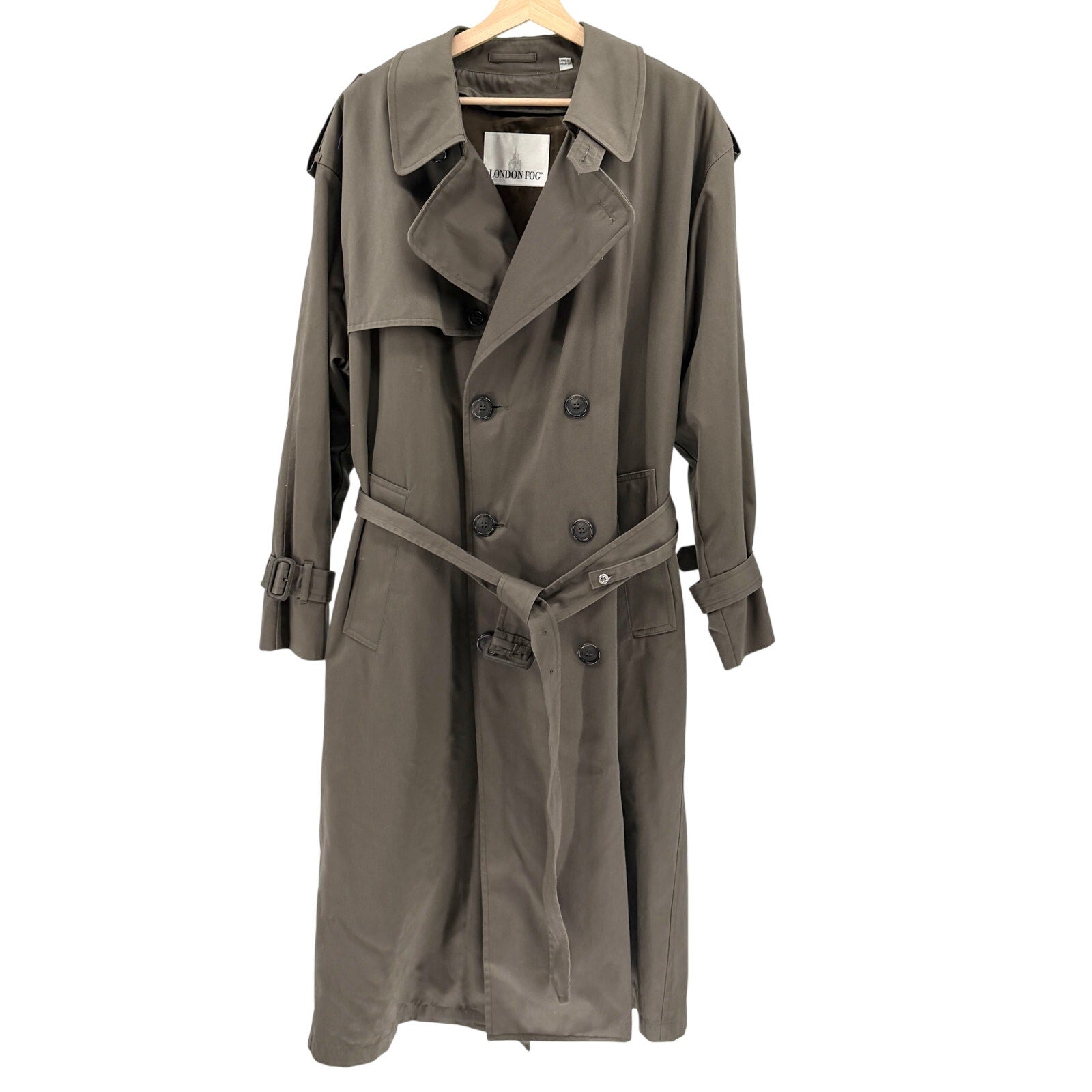 Vintage 90s London Fog Dark Gray Olive Sharp Tailoring Trenchcoat Jacket
