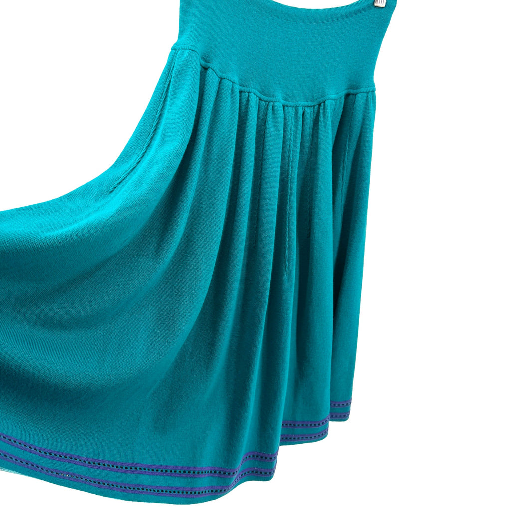 Vintage 90s Chacok Teal Purple Striped Knit Sweater Maxi Skirt