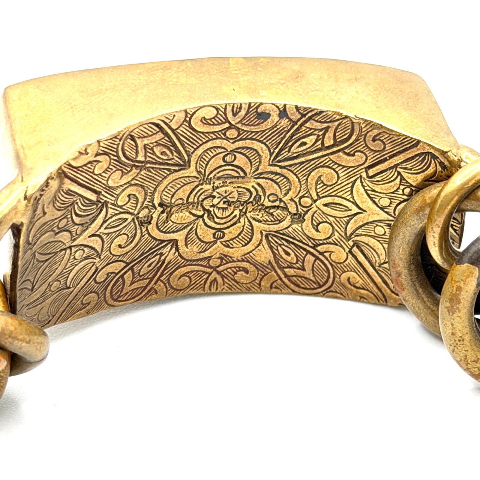 Vintage 90s Signed Stephen Dweck Gold Mother of Pearl Link Toggle Bracelet