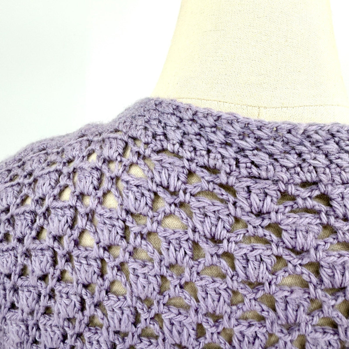 Vintage 70s Handmade Purple Crochet Lace Butterfly Applique Cardigan