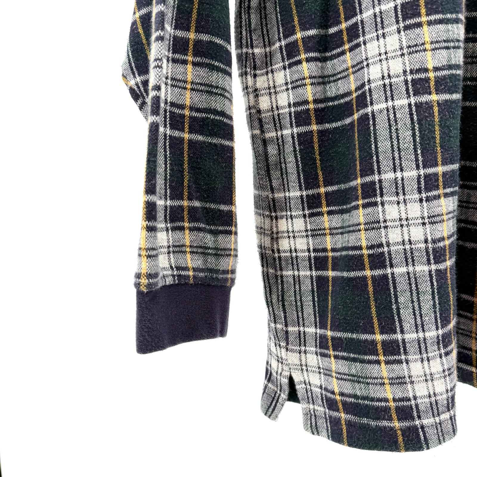 Vintage 90s Lord & Taylor 100% Cotton Blue Green Woven Knit Plaid Polo Shirt