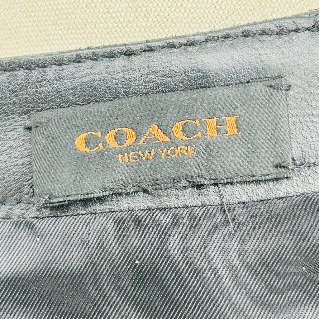 Coach Black Calf Leather Viscose Lined Cargo Pocket Mini Skirt