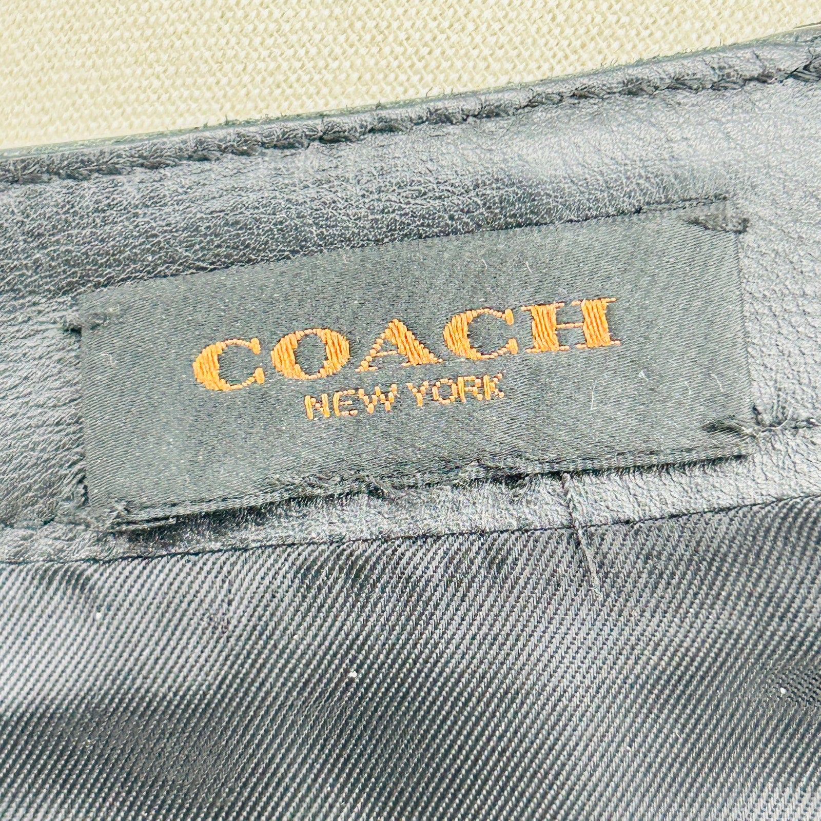 Coach Black Calf Leather Viscose Lined Cargo Pocket Mini Skirt