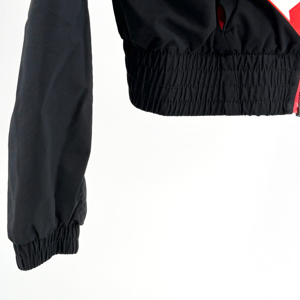 Air Jordan Black Silver Asymmetrical Zip Cropped Track Jacket
