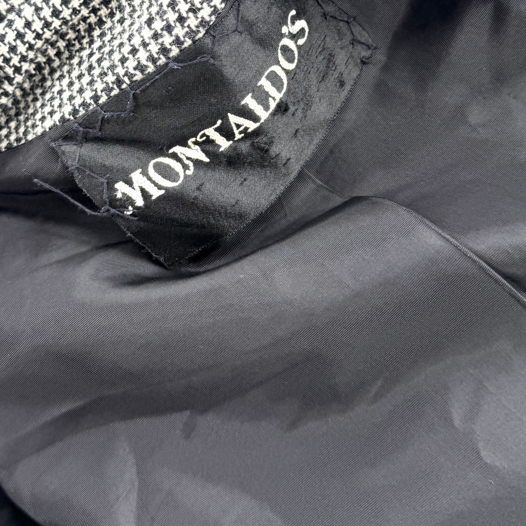 Vintage 60s Montaldos Black White Houndstooth Long Overcoat