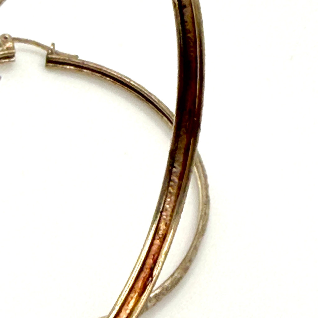 Vintage 90s Diamond Cut Textured Sterling Silver Extra Large Hoop Earrings