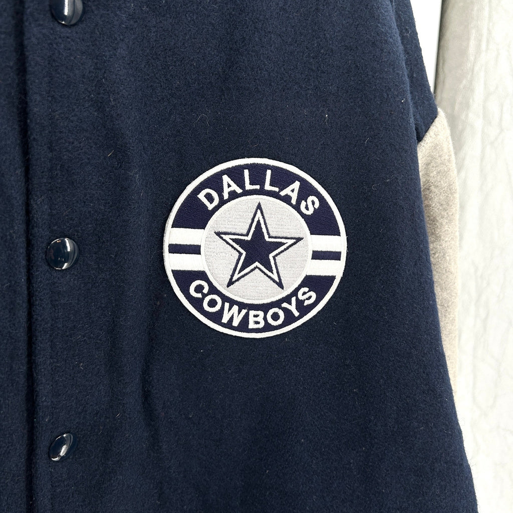 Vintage 90s Sportsmaster Navy Gray Varsity Jacket w/ Dallas Cowboys Patch