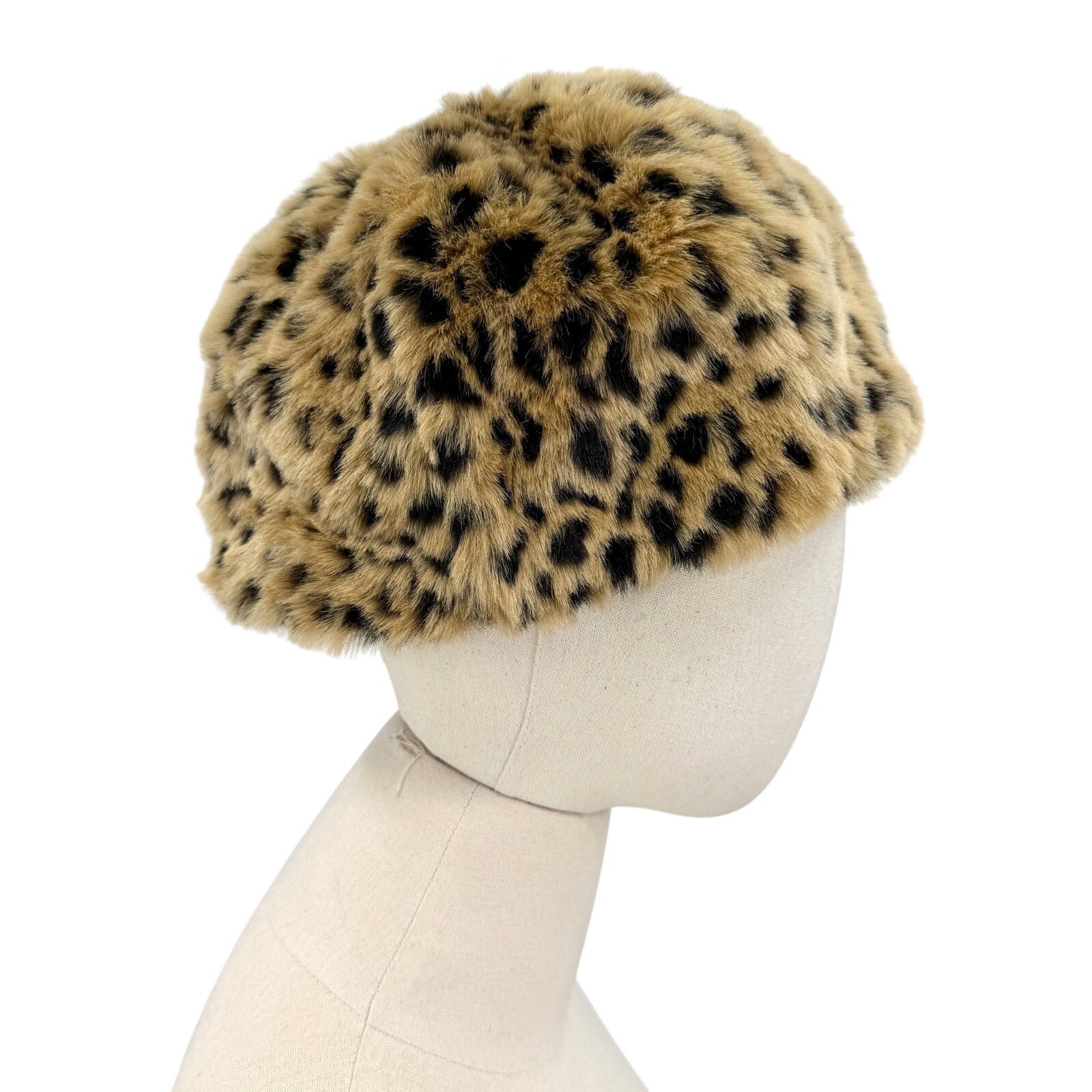 San Diego Hat Company Brown Black Leopard Faux Fur Winter Cloche Hat