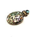 Vintage 90s Blue Topaz Sterling Silver Abalone Shell Statement Pendant