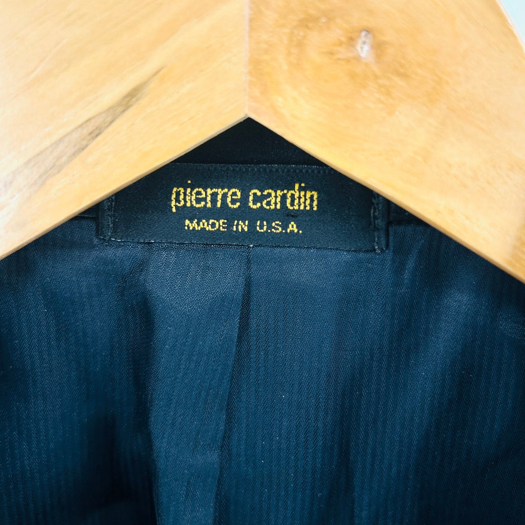 Vintage 80s Pierre Cardin Black Satin Lapel Formal Menswear Tuxedo Jacket