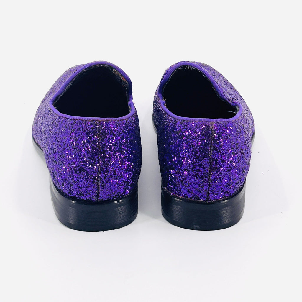 Enzo Romeo Purple Glitter Sparkle Slip-On Loafers Dress Shoes