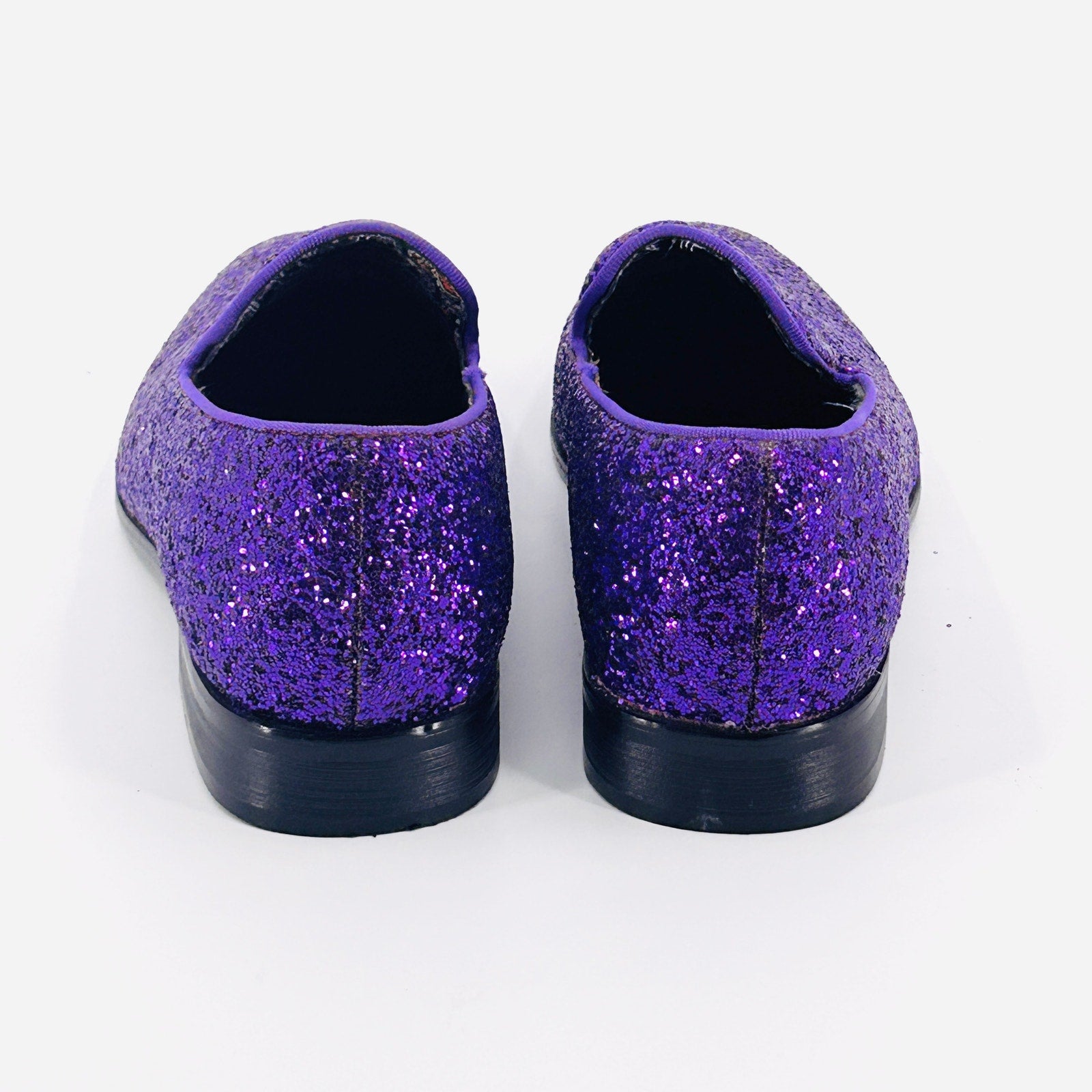 Enzo Romeo Purple Glitter Sparkle Slip-On Loafers Dress Shoes