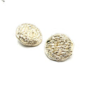 Vintage 80s Brutalist Textured Silver Tone Round Clip On Statement Earrings