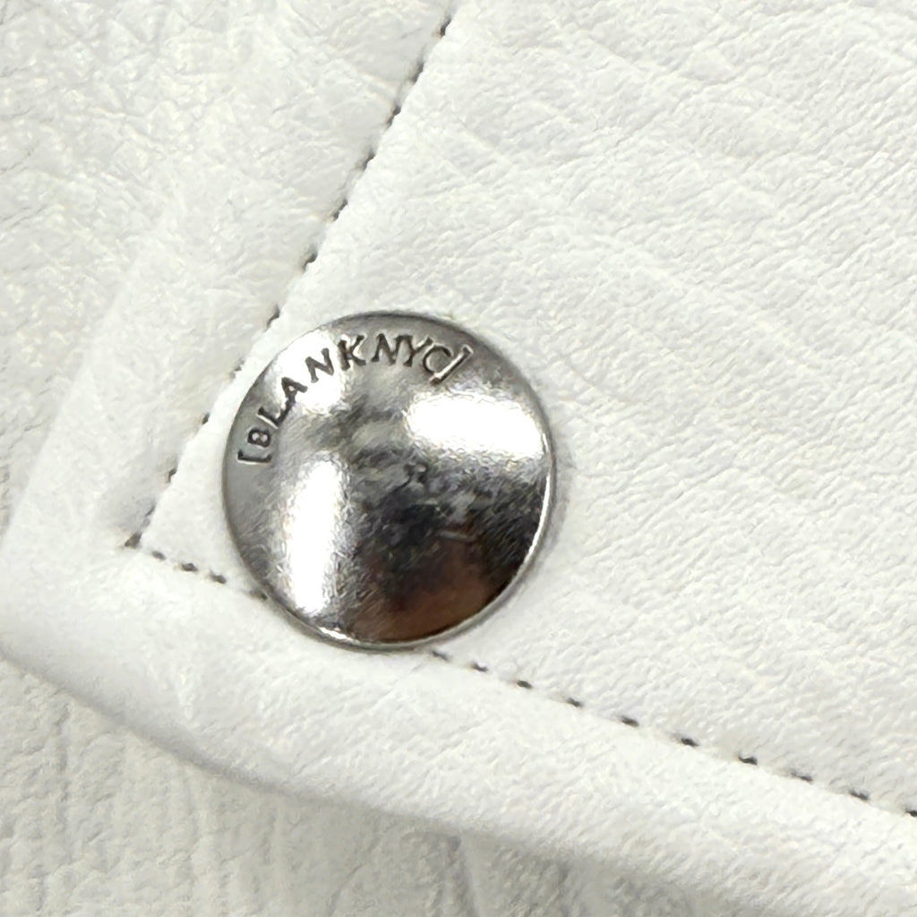 BlankNYC White Thick Faux Leather Moto Biker Rocker Jacket