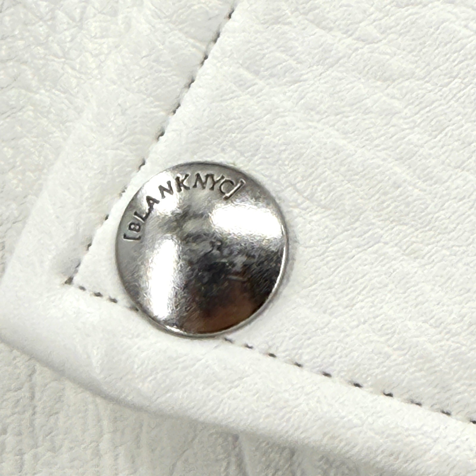 BlankNYC White Thick Faux Leather Moto Biker Rocker Jacket