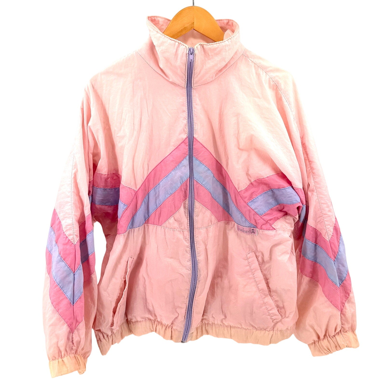 Vintage 90s Leclerc Pink Purple Colorblock Track Jacket Windbreaker