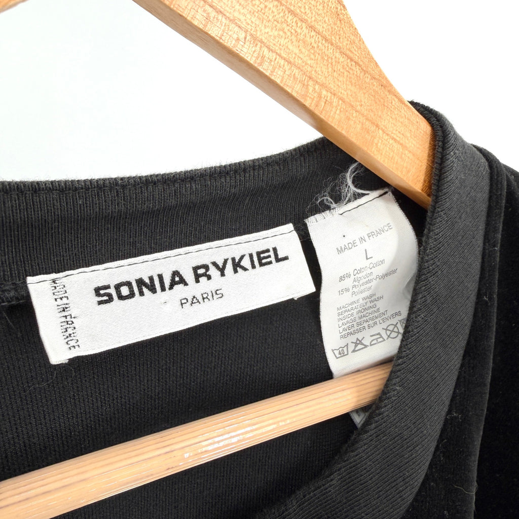 Vintage 90s Sonia Rykiel Black Velour Puff Sleeve Cropped Top