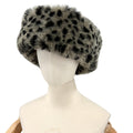 Vintage 90s Tasha Polizzi Gray Black Leopard Cozy Fleece Faux Fur Cossack Hat