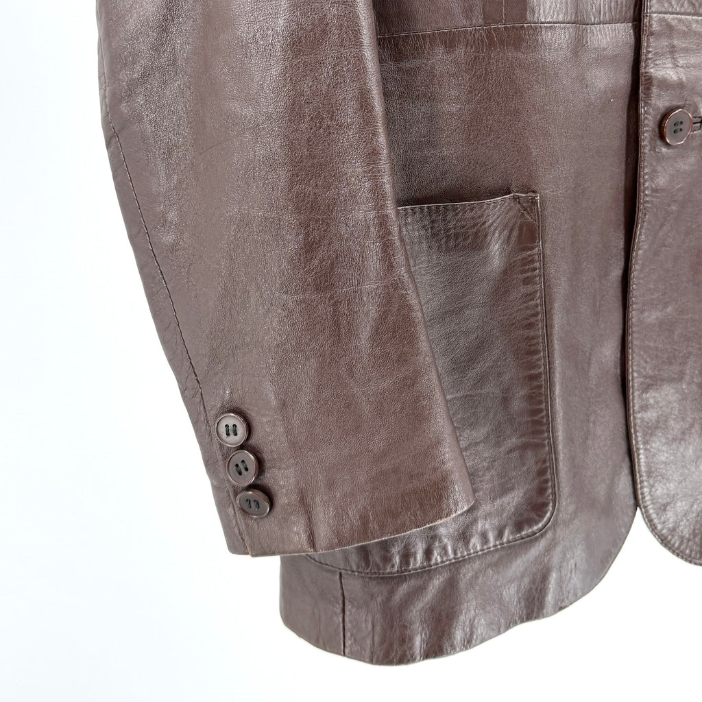 Vintage 70s Dark Brown Genuine Leather Spanish Blazer