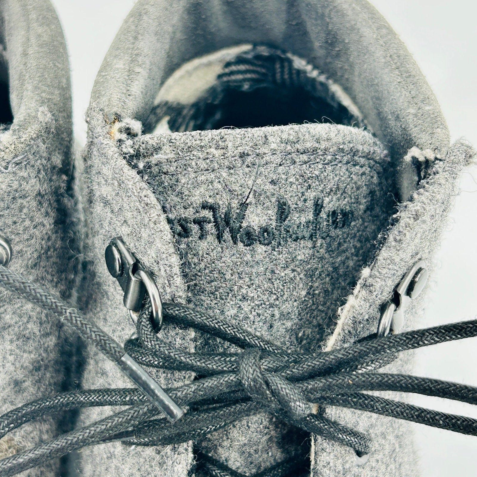 Woolrich x Portland Product Werks Gray Wool Suede Lace-Up Ankle Boots