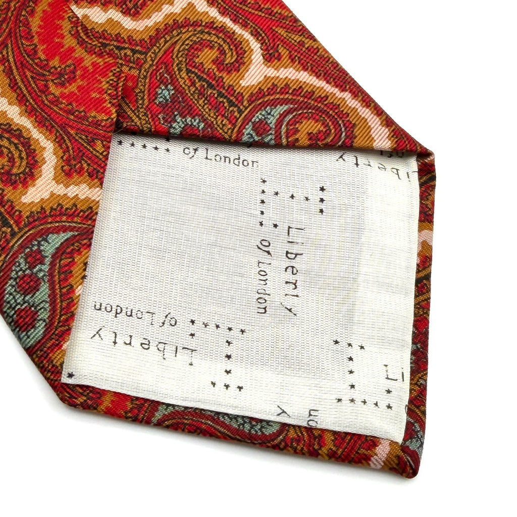 MINT Vintage 70s Liberty of London Silk Red Ochre Paisley Necktie