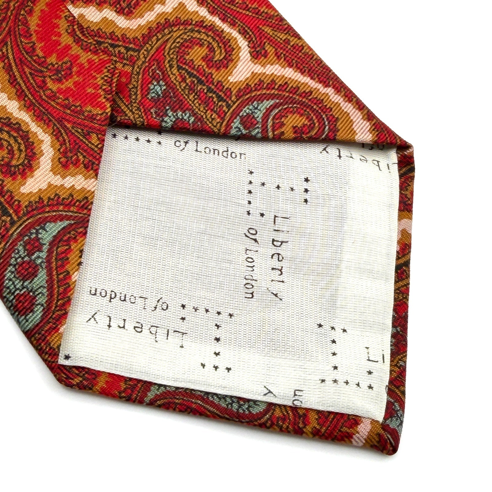MINT Vintage 70s Liberty of London Silk Red Ochre Paisley Necktie