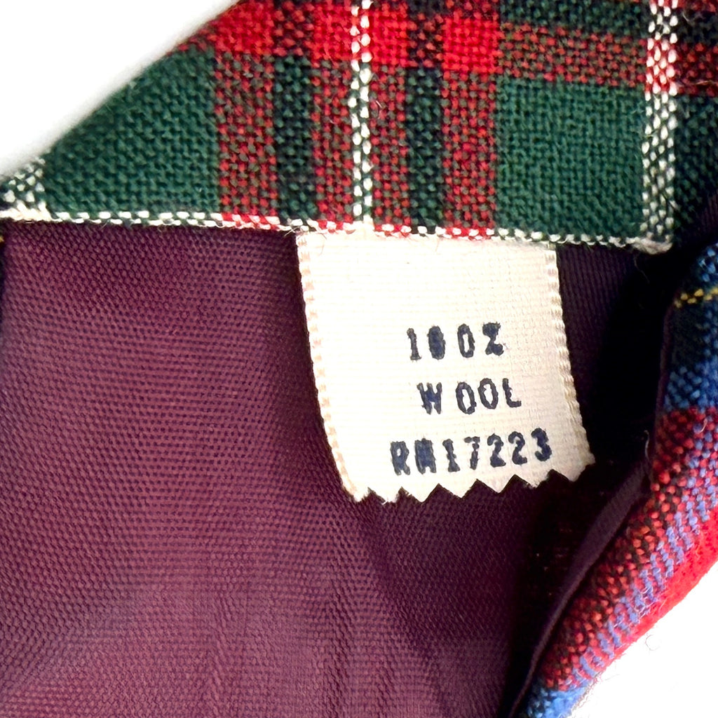 MINT Vintage 80s London 400 100% Wool Red Green Tartan Necktie
