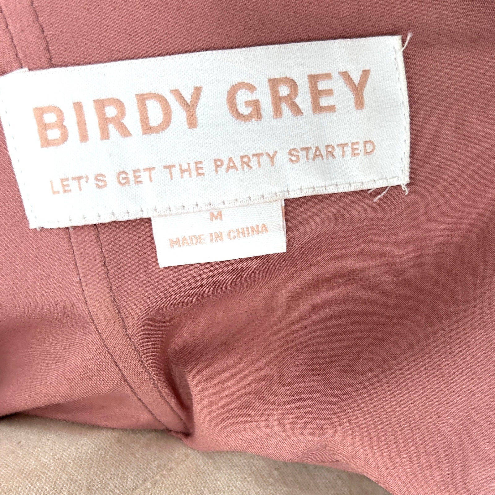 Birdy Grey Blush Pink Satin Thigh Slit Formal Gown