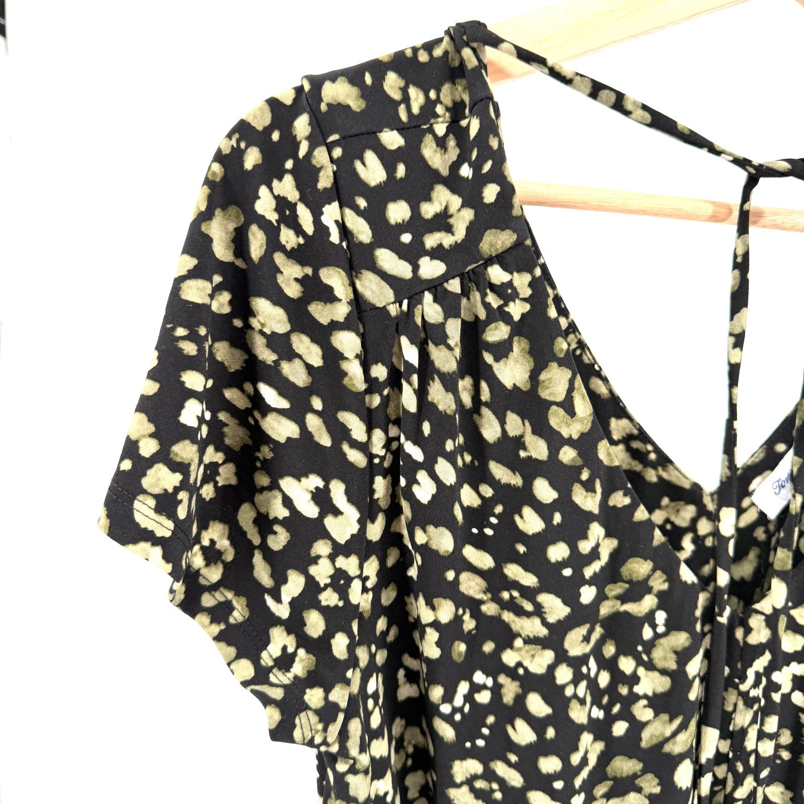 Tommy Bahama Black Green Leopard Print Wide Leg Stretch Jumpsuit