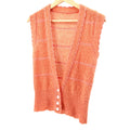 Vintage 70s Orange Sherbet Boho Scalloped Trim Button Front Sweater Vest