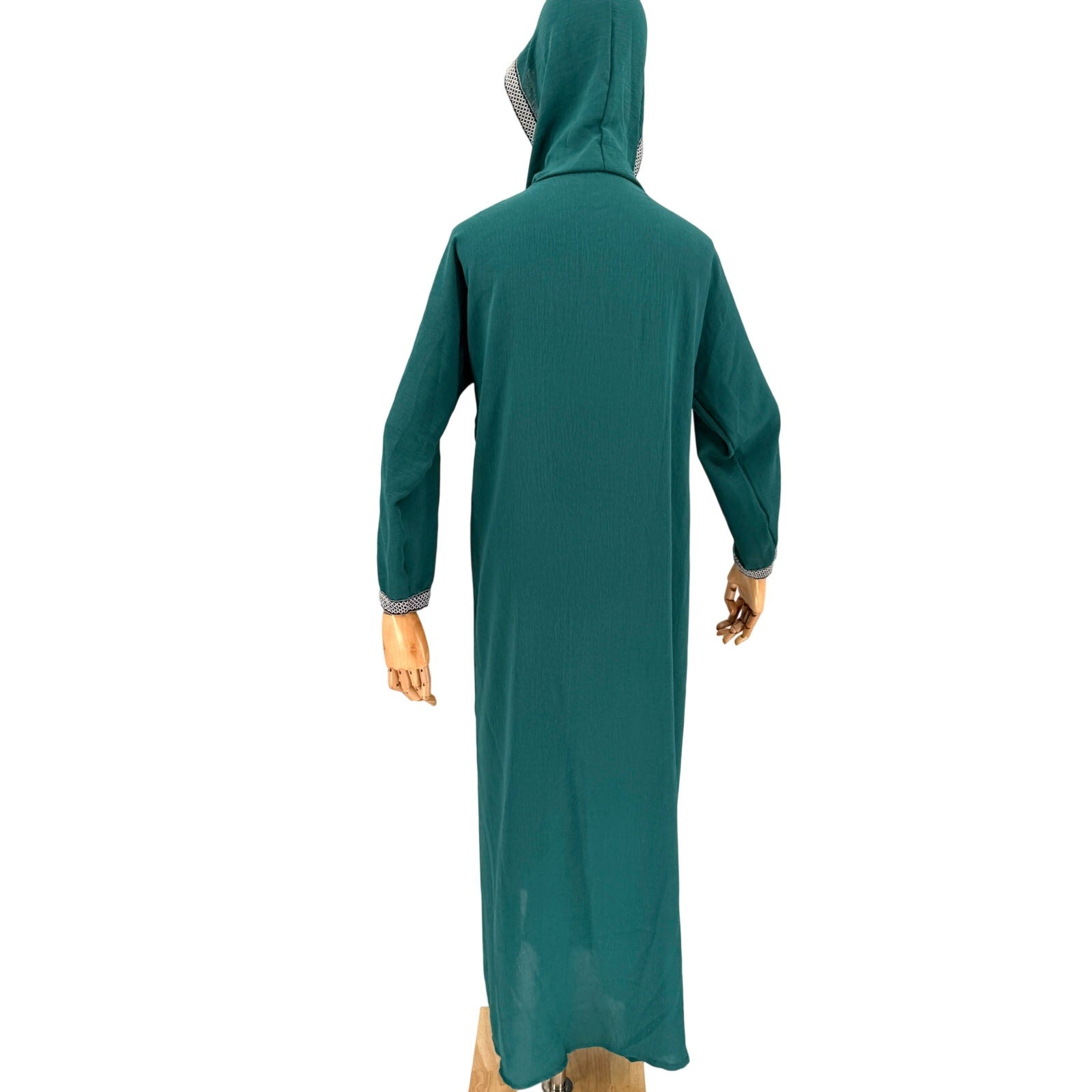 Emirati Teal Green Moroccan Style Djellaba Hooded Kaftan
