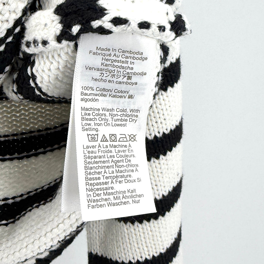 J.Crew White Black 100% Cotton Striped Cropped Mock Neck Sweater
