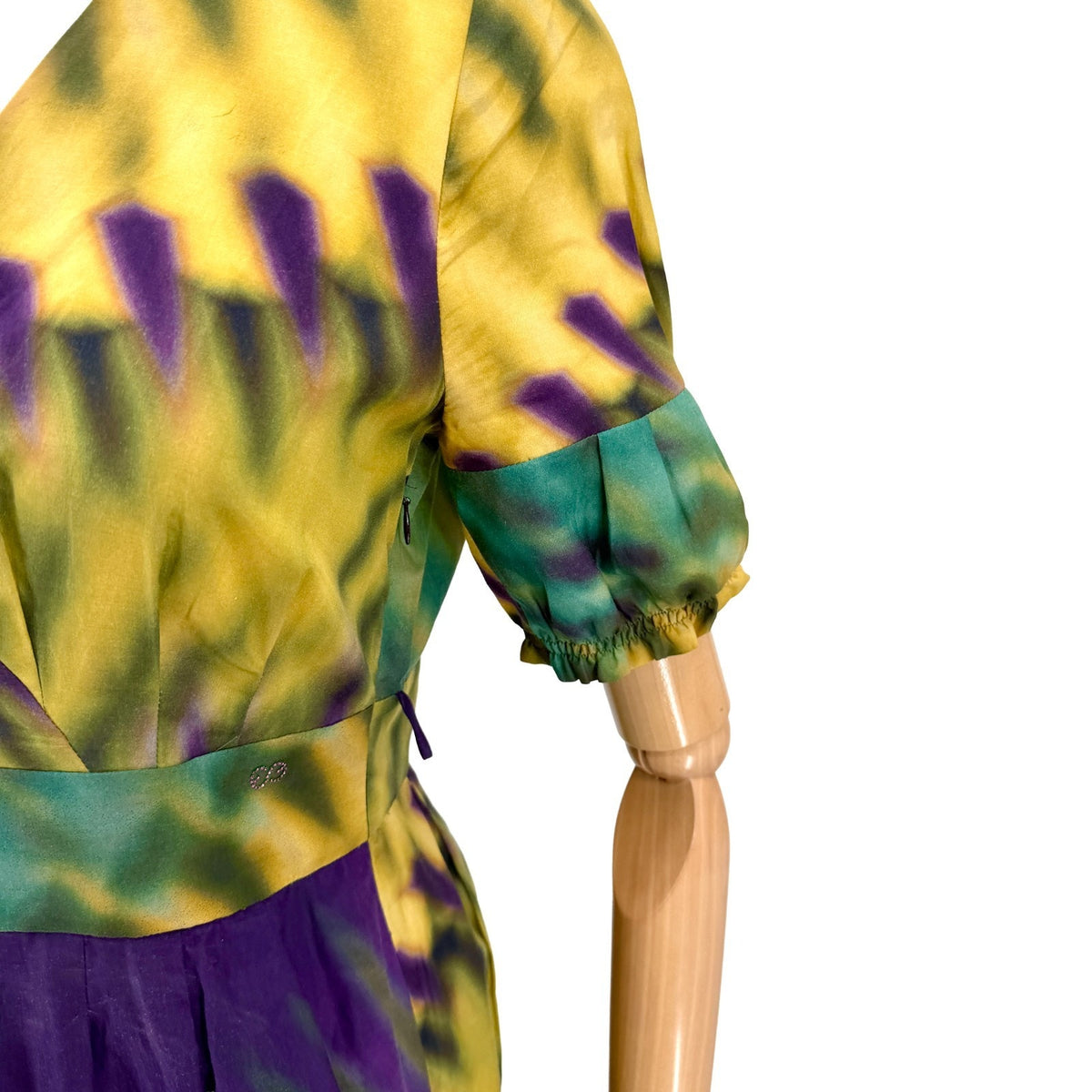 Vintage Y2K Escada Sport Green Purple Tie-Dye A-Line Dress