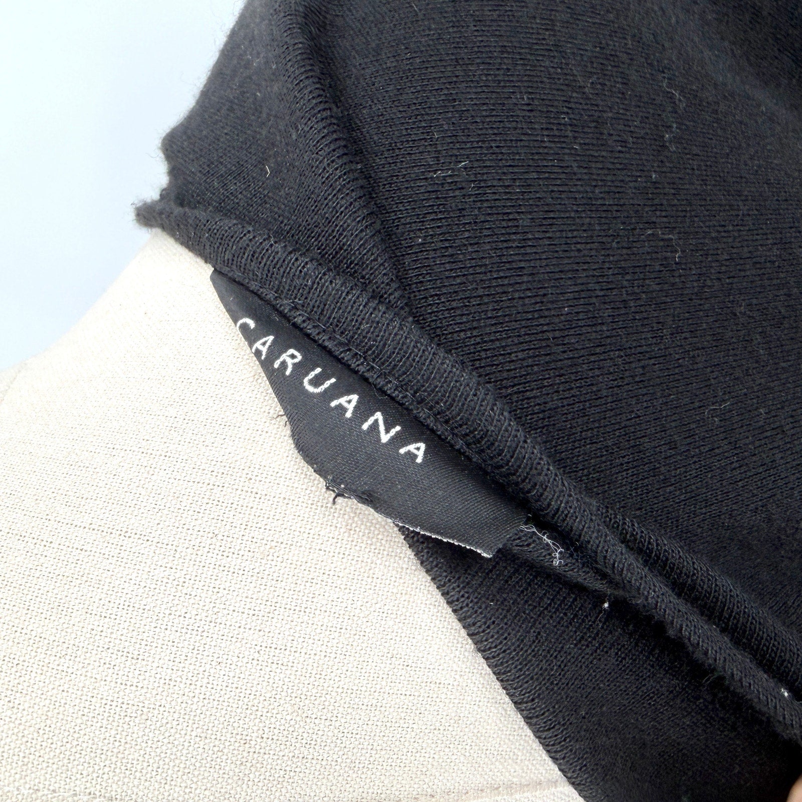 Caruana Black Heavy Knit Genuine Fur Trim Elegant Outerwear Cape Ruana