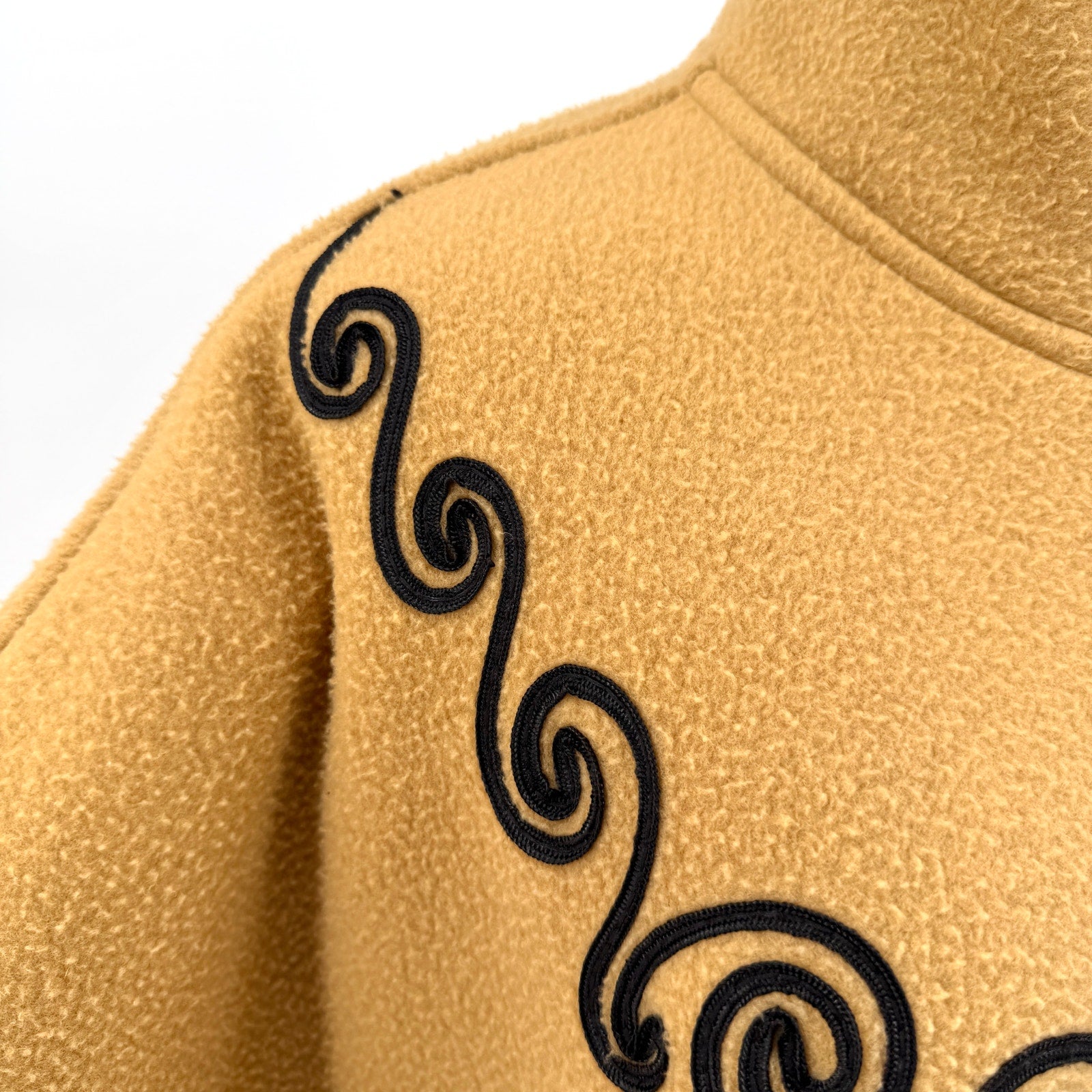 Vintage 90s Lord and Taylor Camel Embroidered Mock Neck Poncho Cape