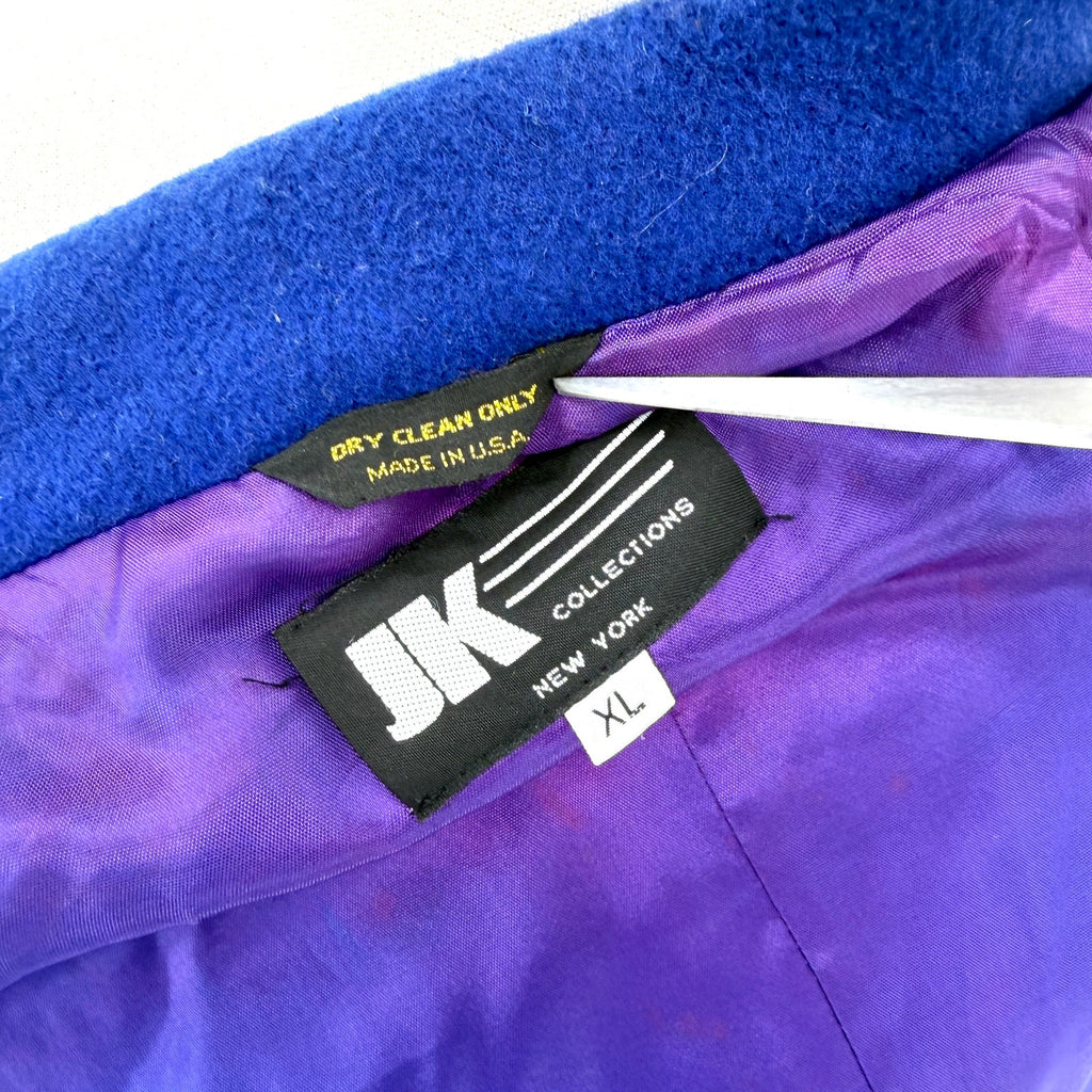 Vintage 80s JK Collections Blue Wool Oversized Bomber Jacket