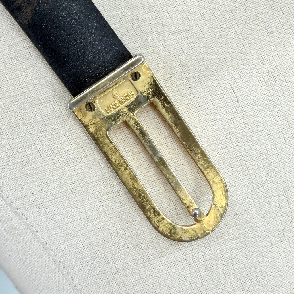Vintage 80s Medici Burgundy Genuine Snakeskin Gold Buckle Belt