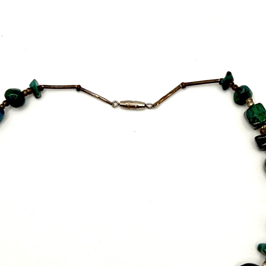 Vintage 90s Handmade Genuine Malachite Raw Chunk Statement Necklace