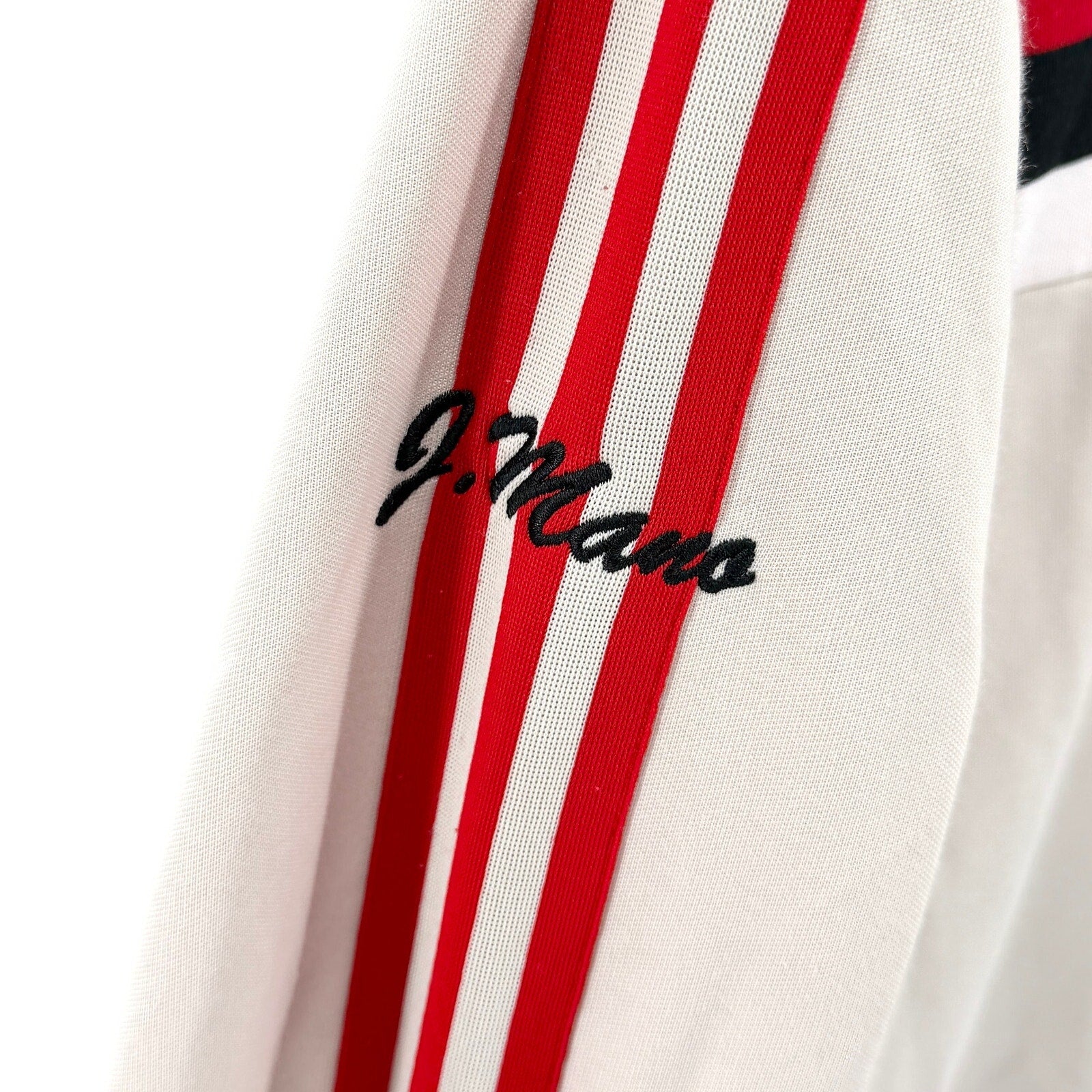 Adidas Red Off White 83-C J. Mano Embroidered Three Stripe Track Jacket