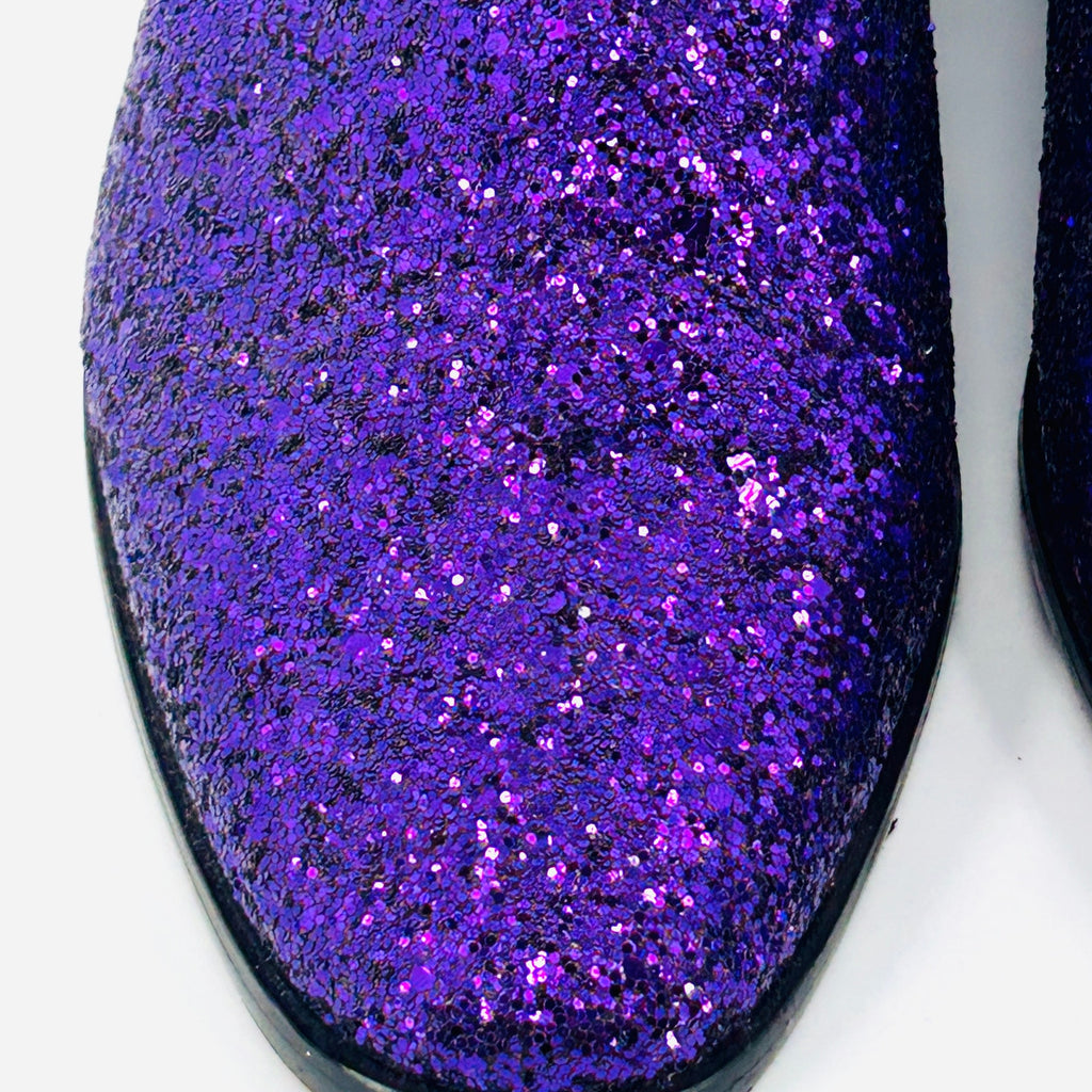 Enzo Romeo Purple Glitter Sparkle Slip-On Loafers Dress Shoes