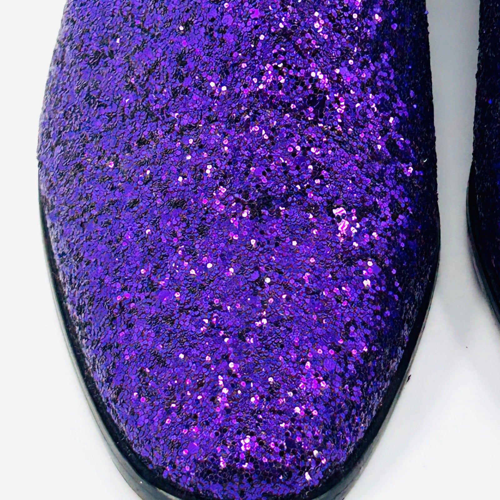 Enzo Romeo Purple Glitter Sparkle Slip-On Loafers Dress Shoes
